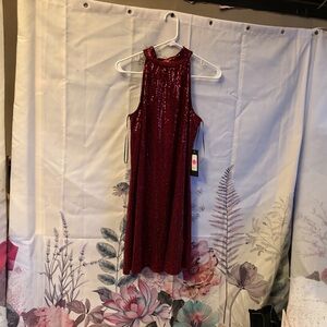 Bebe Burgundy Sequin Dress